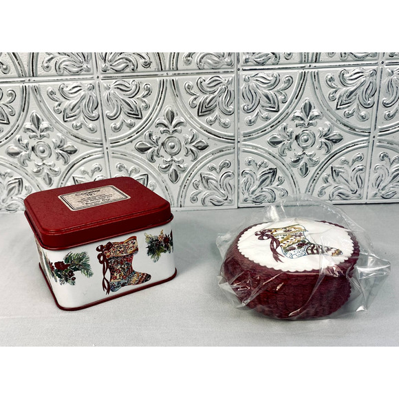 Christmas Coaster Set with Tin - 1987 - Picture 2 of 10